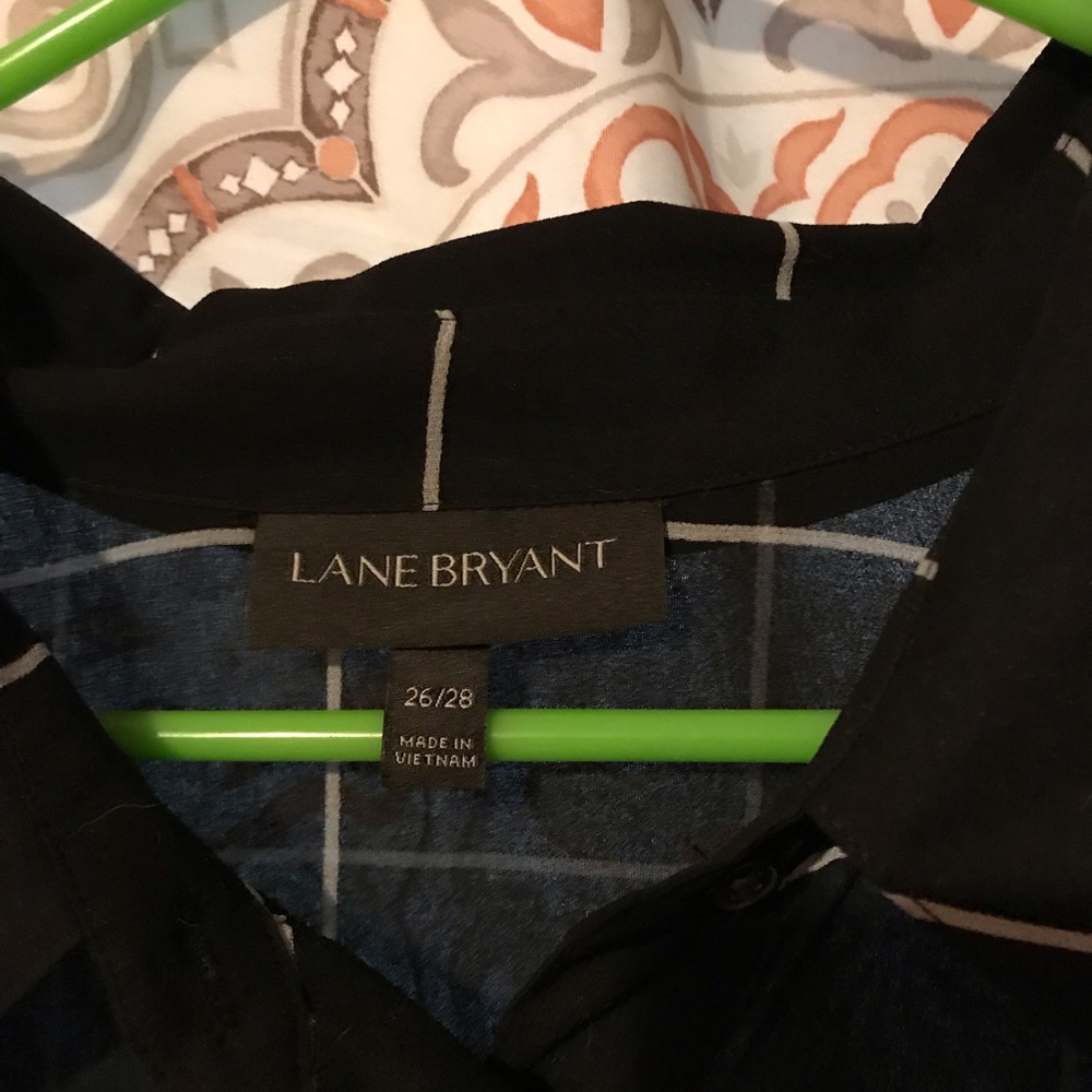 Lane Bryant black with white stripes blouse